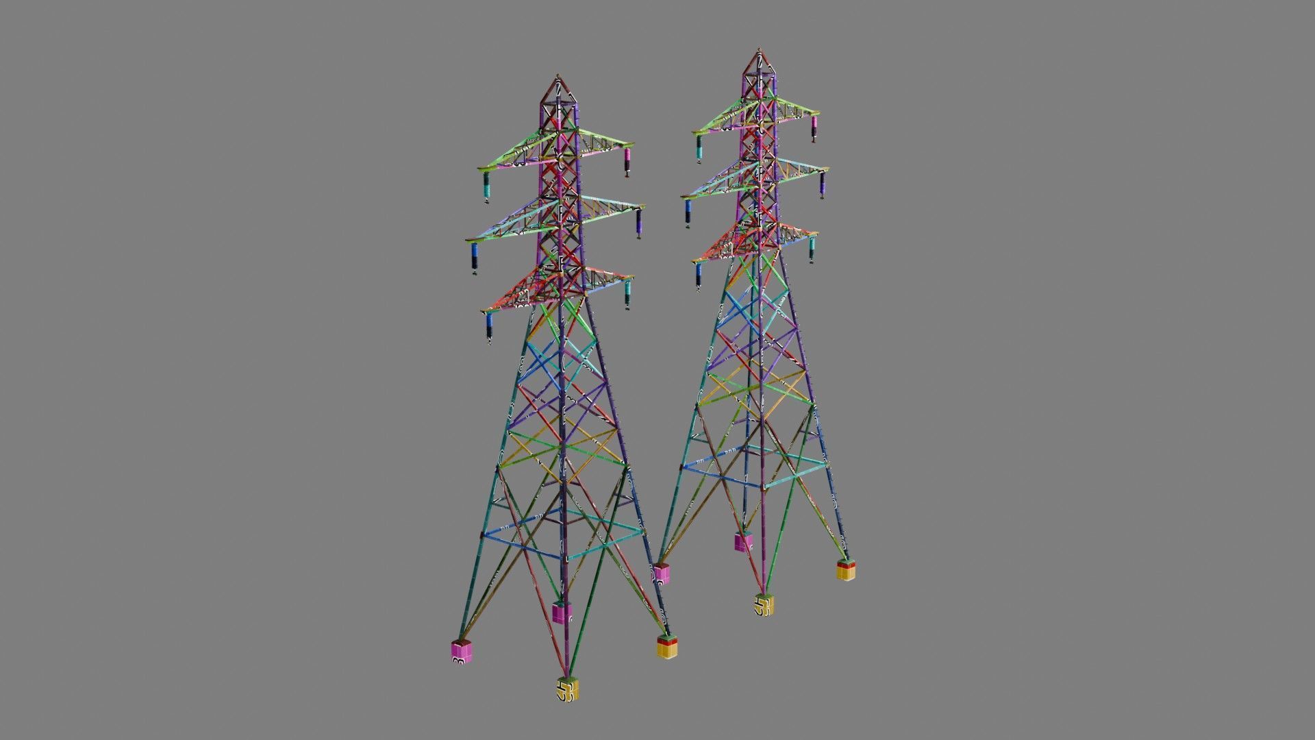 Overhead Powerline Pack Low-poly 3D model_1