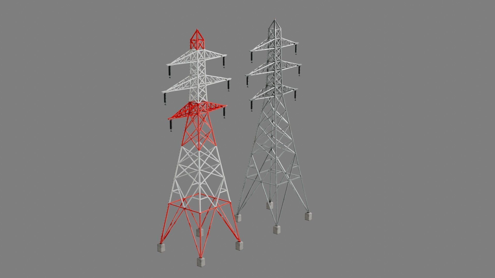 Overhead Powerline Pack Low-poly 3D model_4