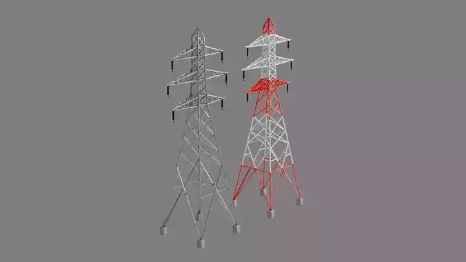 Overhead Powerline Pack Low-poly 3D model