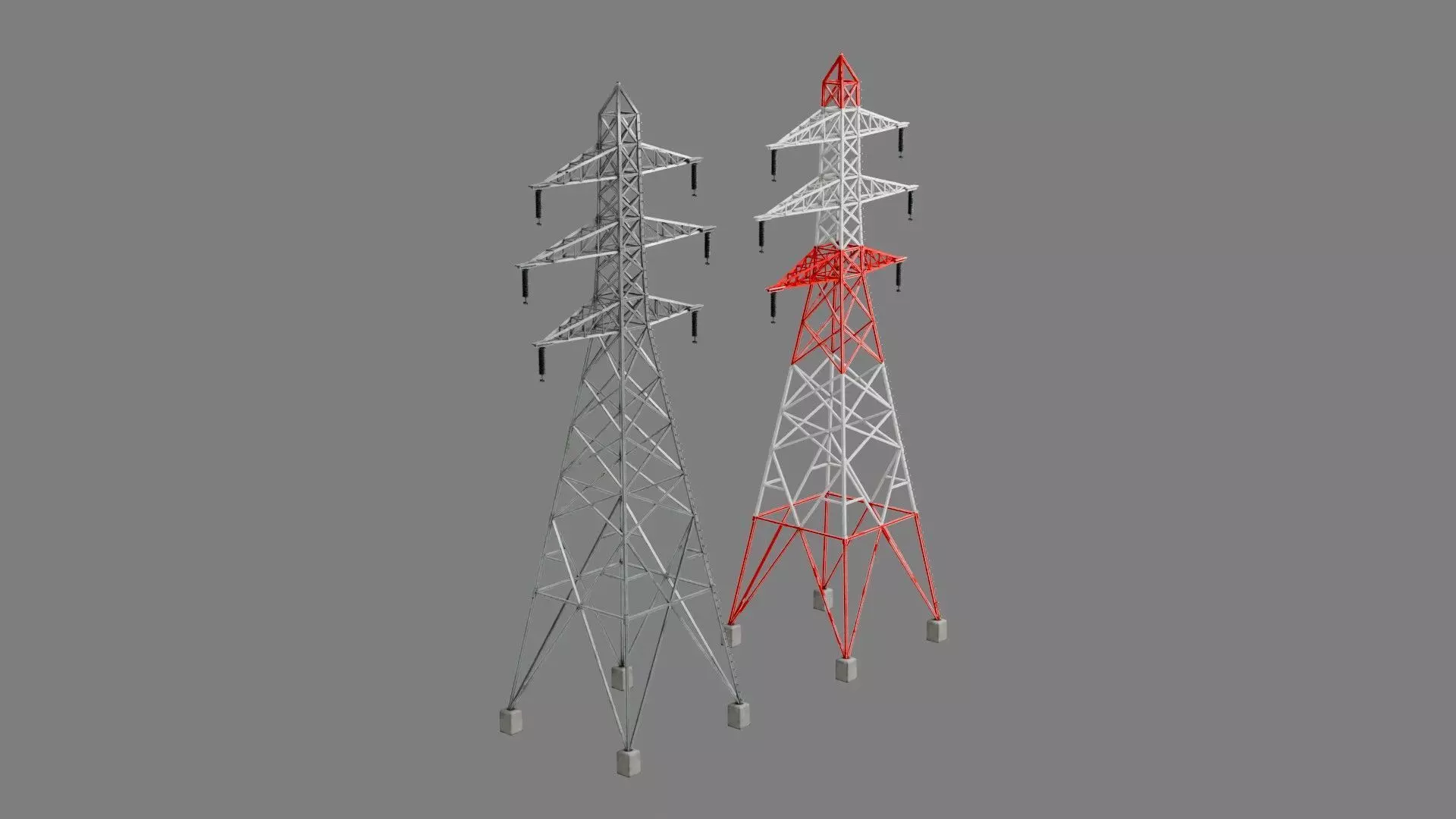 Overhead Powerline Pack Low-poly 3D model_0