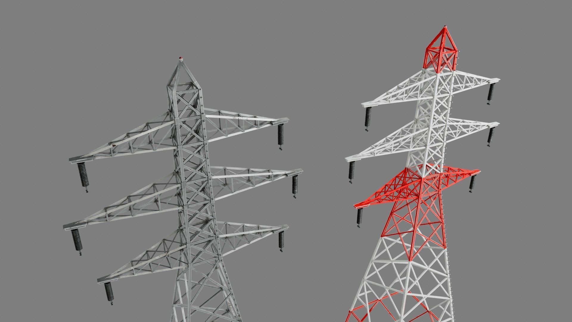 Overhead Powerline Pack Low-poly 3D model_6