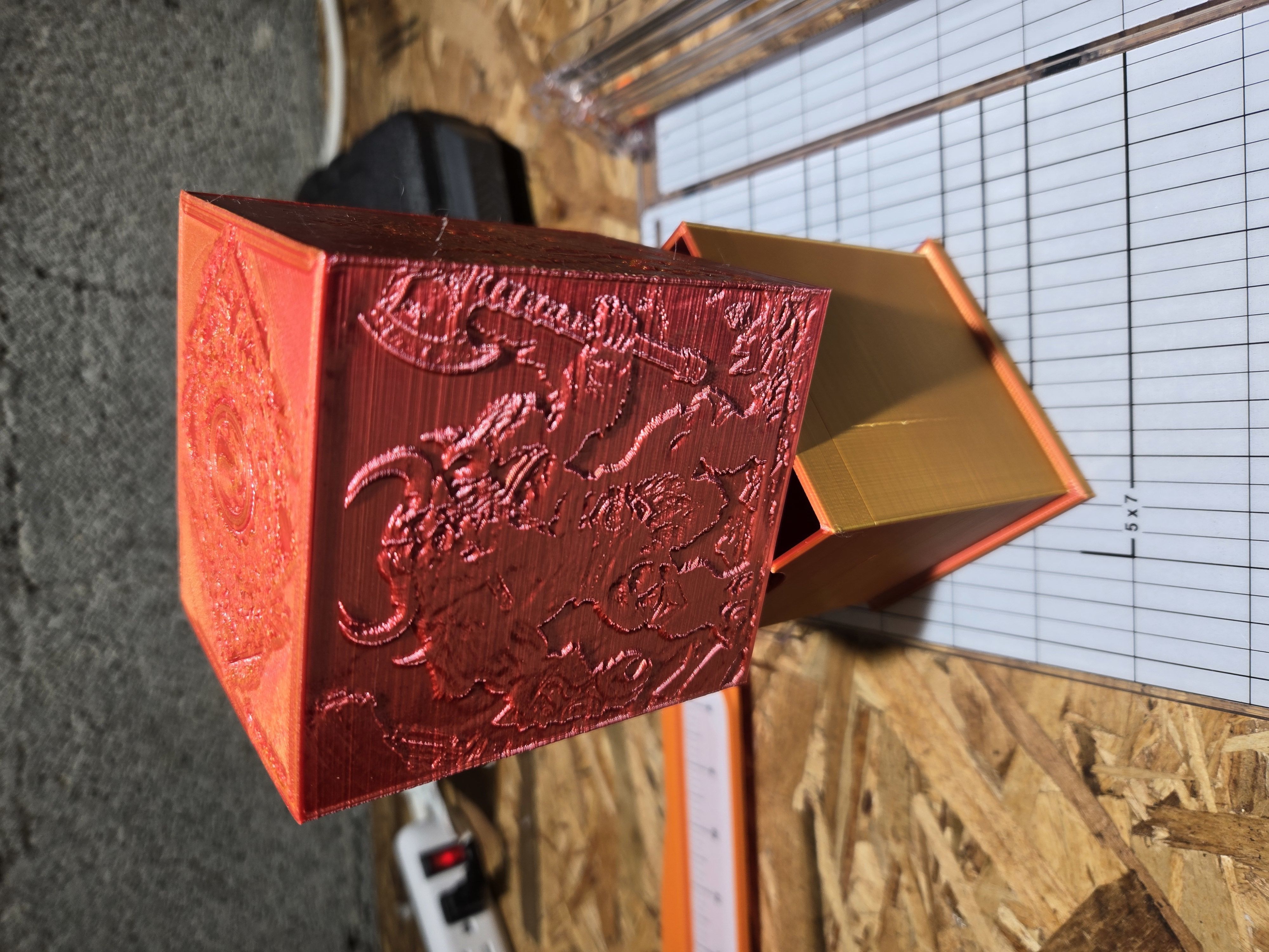 Red Mana Themed Deck Box MTG 3D print model_4