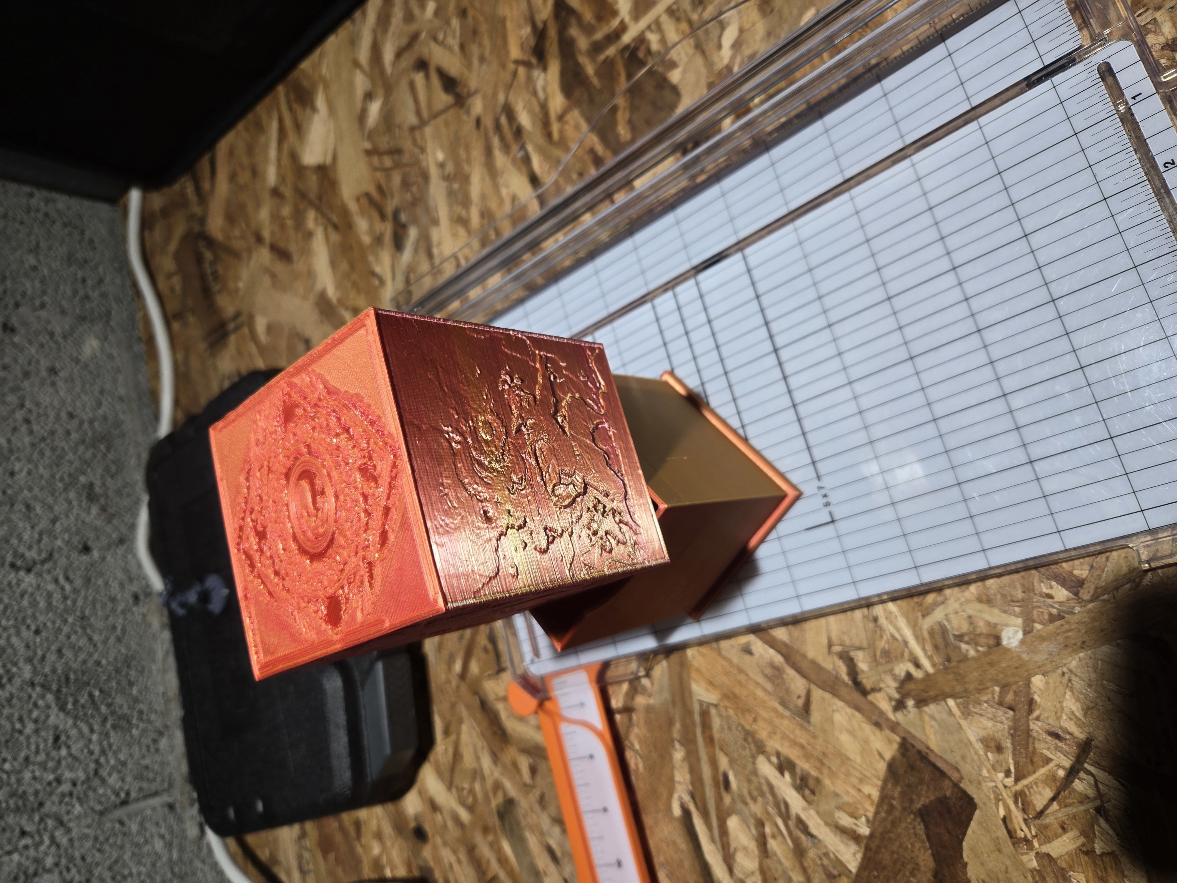 Red Mana Themed Deck Box MTG 3D print model_1