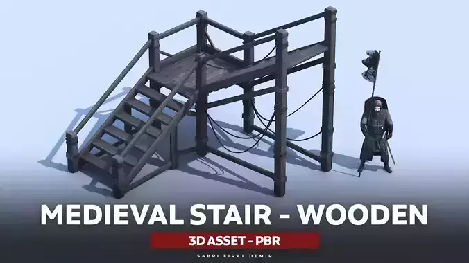 Medieval Stair 3D Asset PBR 3D Model