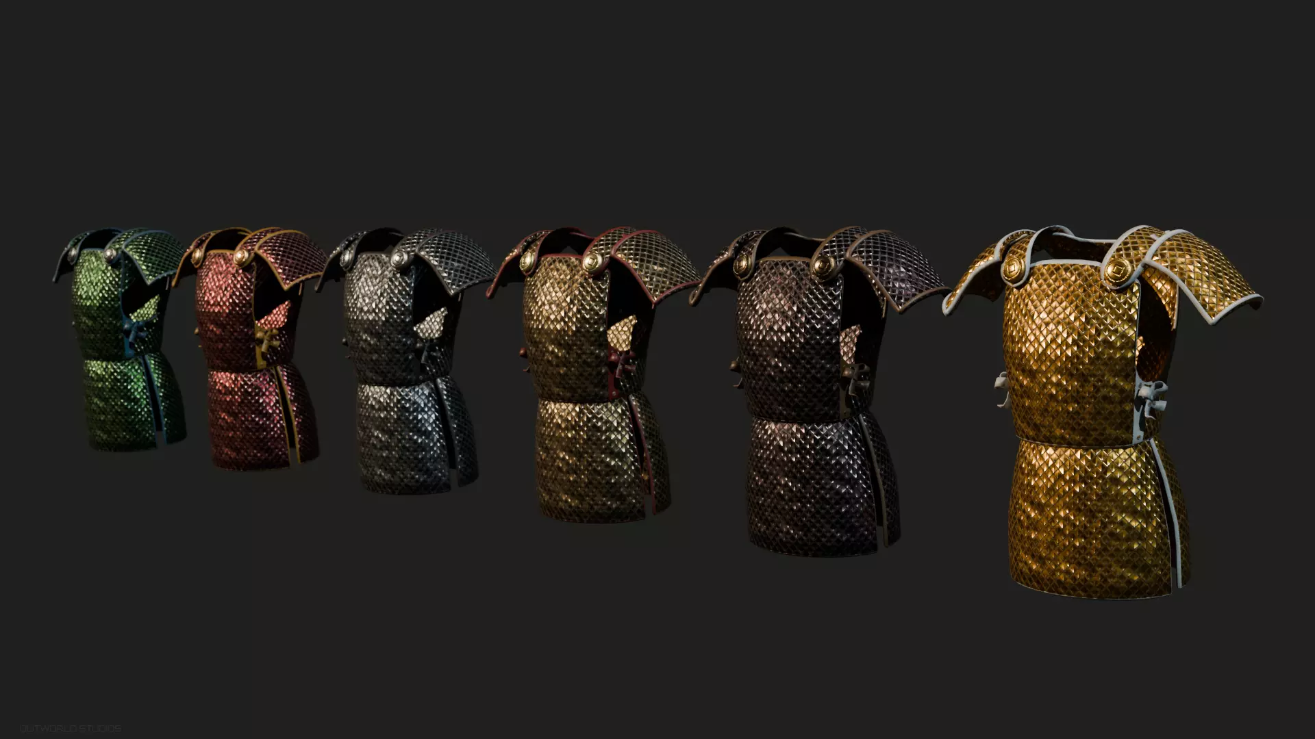 Fantasy Ancient Lamellar Scale Vest Bundle 3D model_0