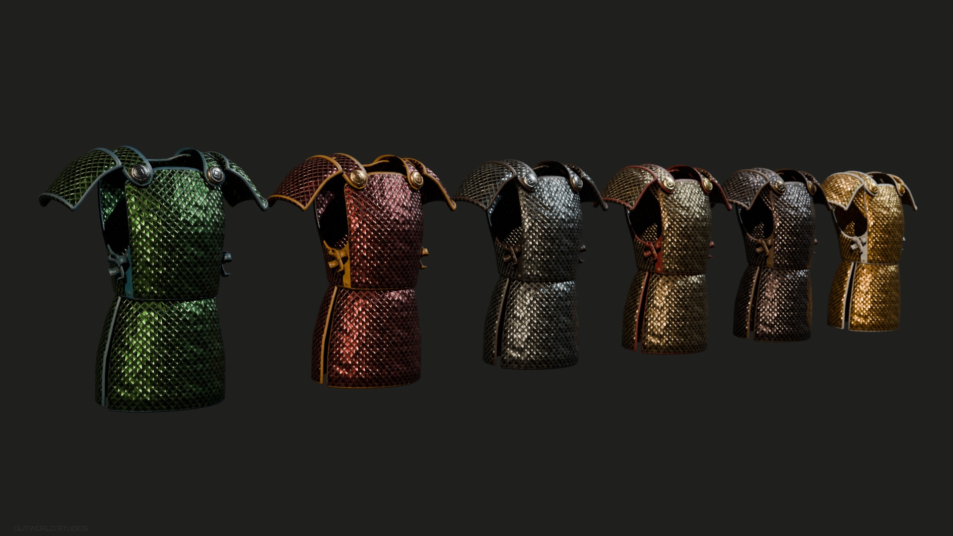 Fantasy Ancient Lamellar Scale Vest Bundle 3D model_1