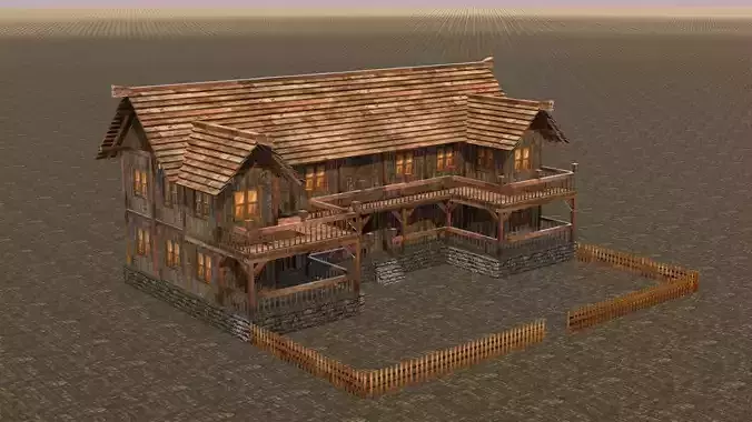 village house low poly medieval house Low-poly 3D model