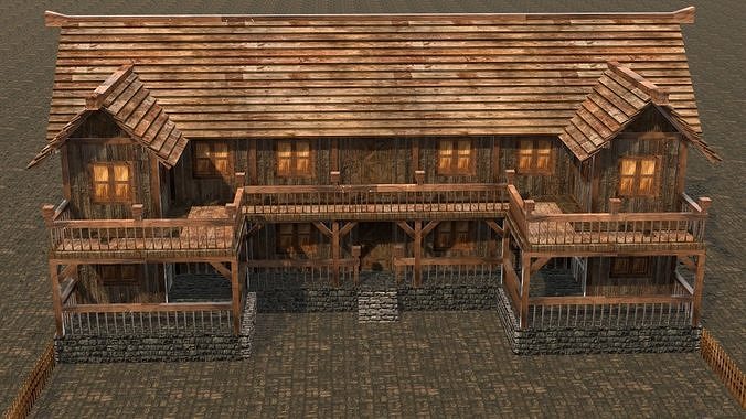 village house low poly medieval house Low-poly 3D model 2