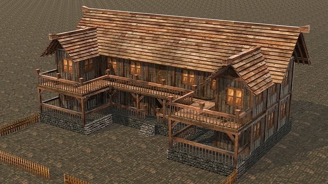 village house low poly medieval house Low-poly 3D model 3