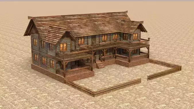 village house low poly medieval 3d Low-poly 3D model