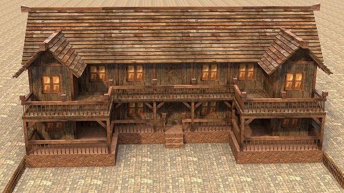 old village house medieval low poly Low-poly 3D model 2