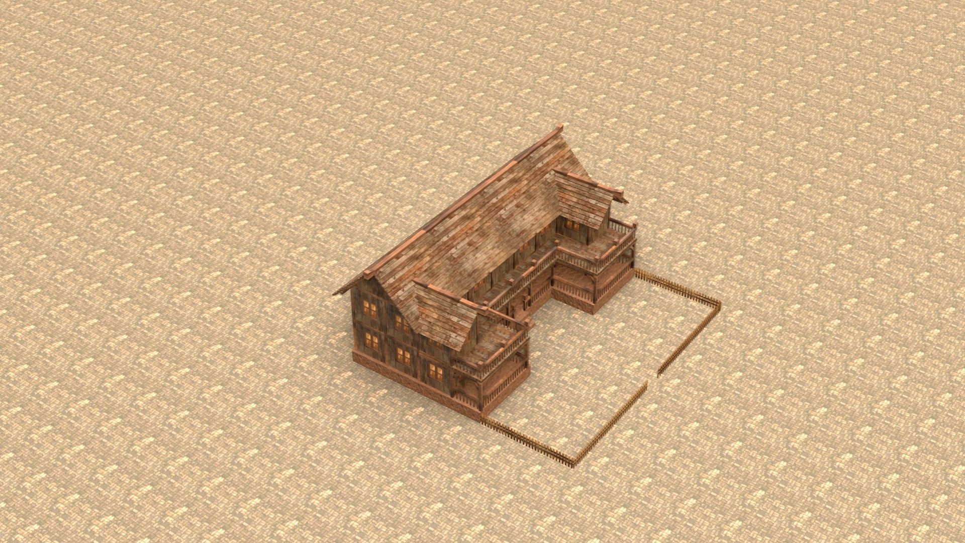 old village house medieval low poly Low-poly 3D model_18