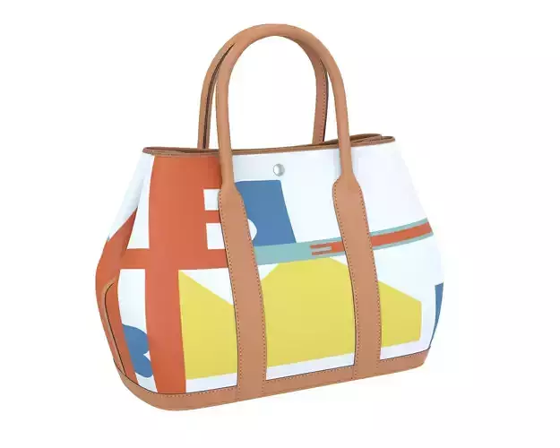 Hermes Garden Party Bag Orange Print Low-poly 3D model