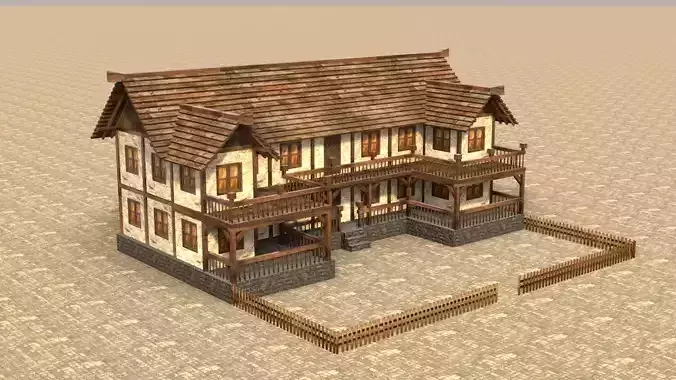 old house medieval low poly 3d Low-poly 3D model