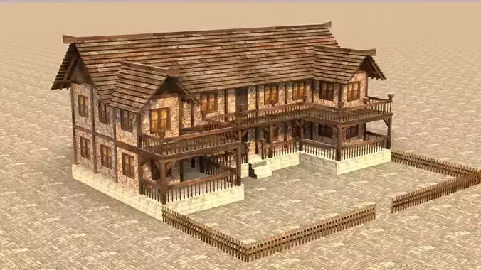 medieval house low poly Low-poly 3D model