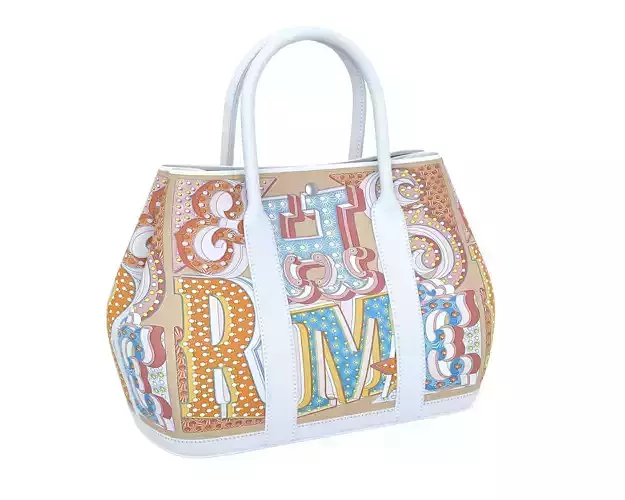 Hermes Garden Party Bag White Print Low-poly 3D model