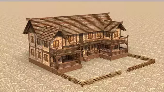 medieval house 3d old village Low-poly 3D model