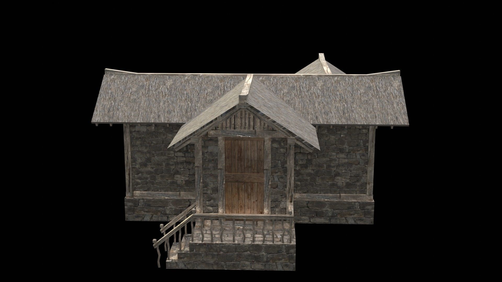 village house low poly medieval house Low-poly 3D model_17