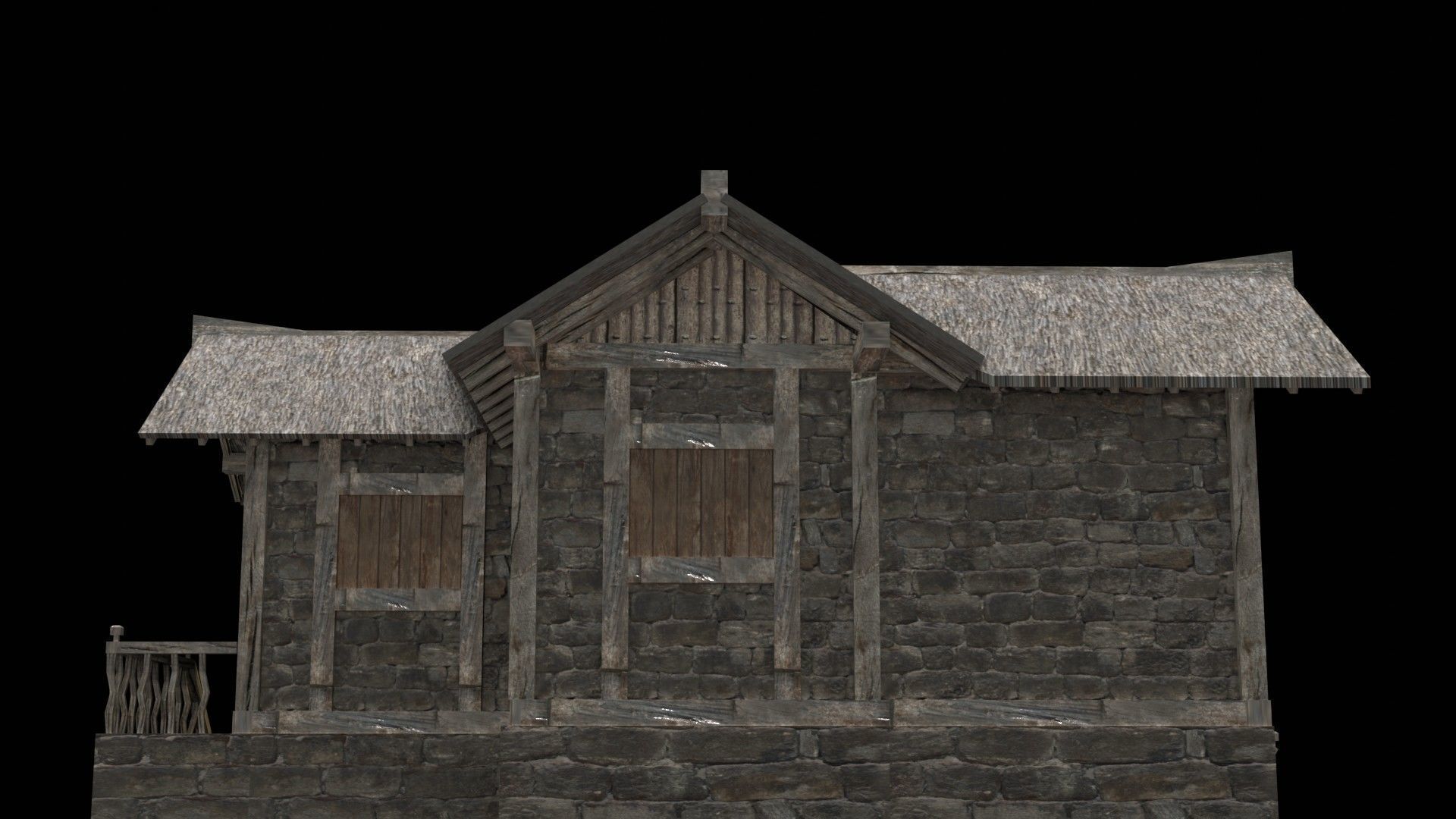 village house low poly medieval house Low-poly 3D model_7