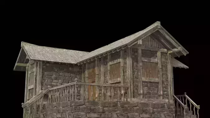 village house low poly medieval house
