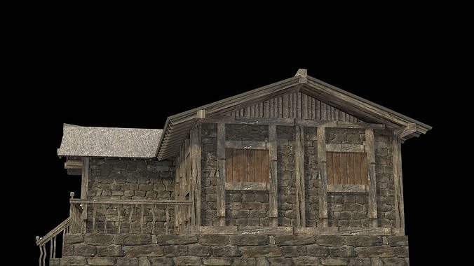 old village medieval city house low poly Low-poly 3D model 2