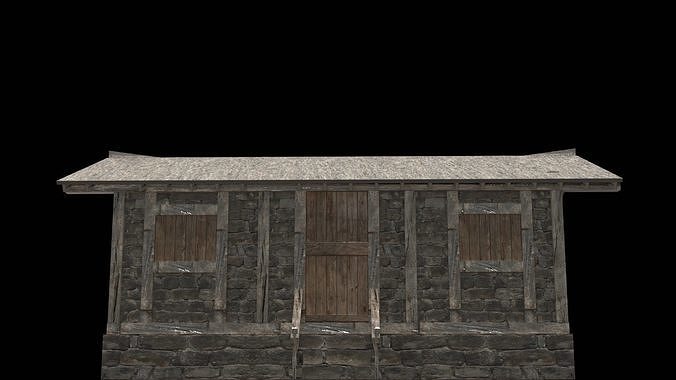 old village medieval city house low poly Low-poly 3D model 6