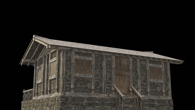 old village medieval city house low poly Low-poly 3D model 5