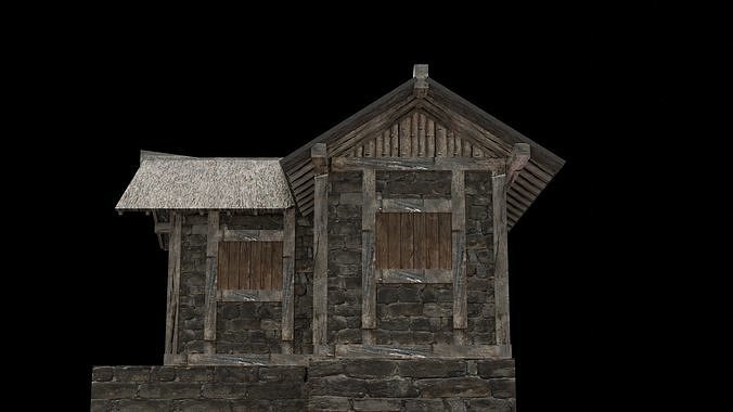 medieval house low poly old city house Low-poly 3D model 4