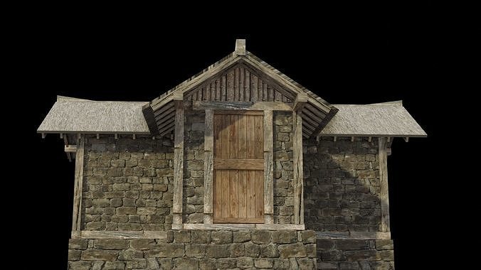 medieval house low poly old city house Low-poly 3D model 2