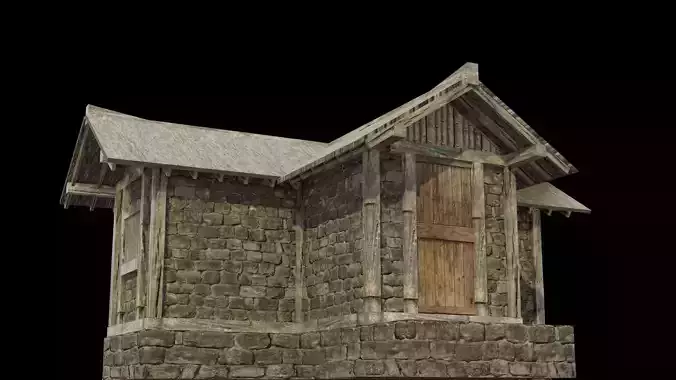 medieval house low poly old city house