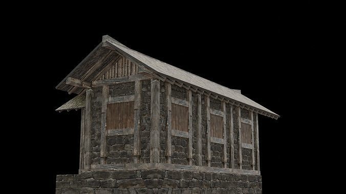 medieval house low poly old city house Low-poly 3D model 5