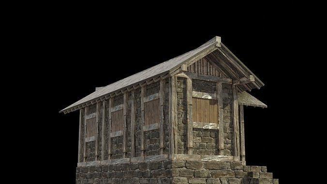 medieval house low poly old city house Low-poly 3D model 7