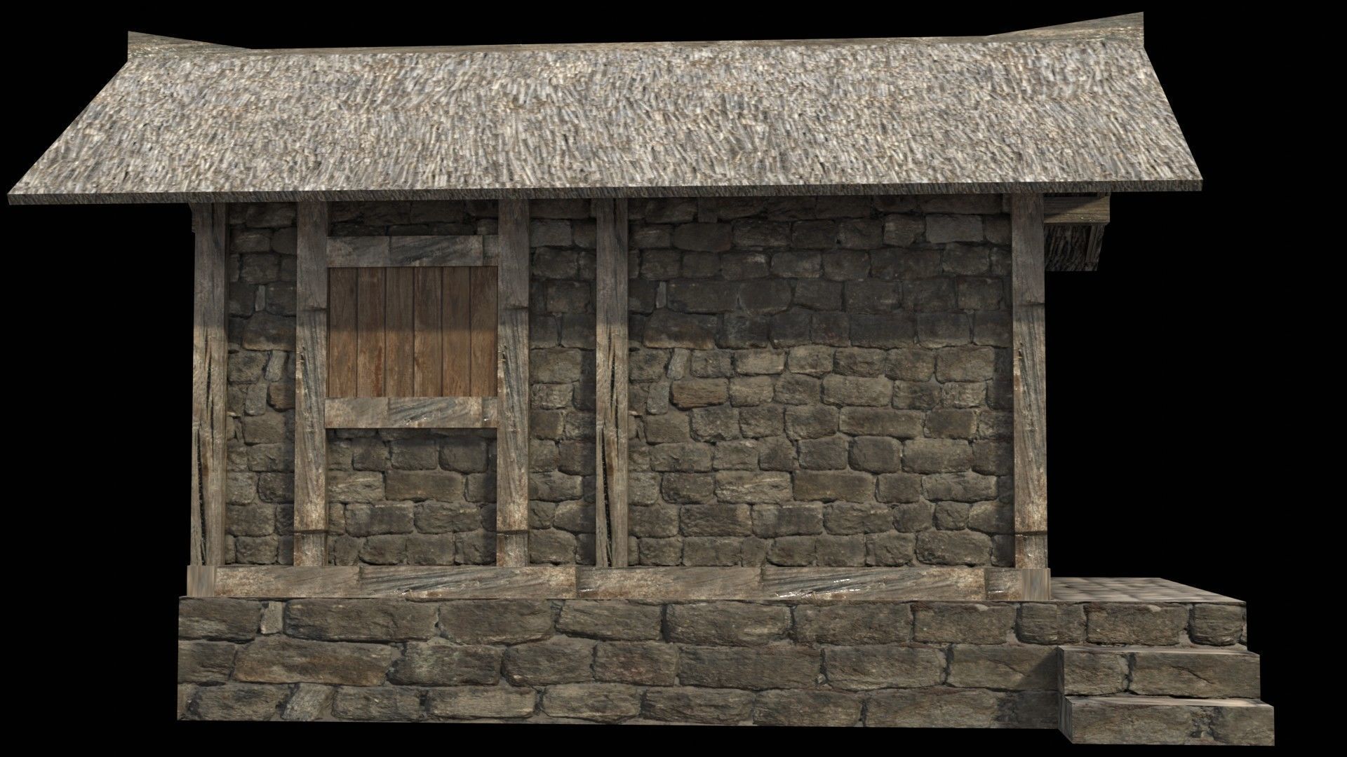 3d medieval house low poly old village Low-poly 3D model_10