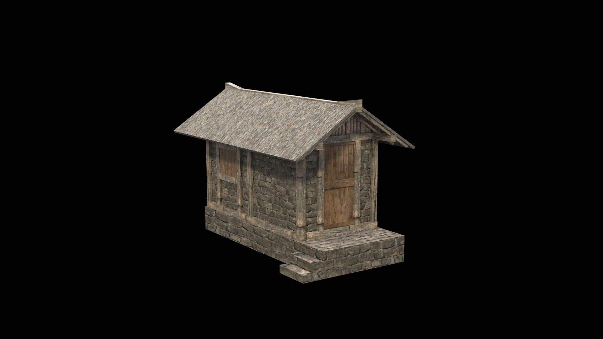 3d medieval house low poly old village Low-poly 3D model_6