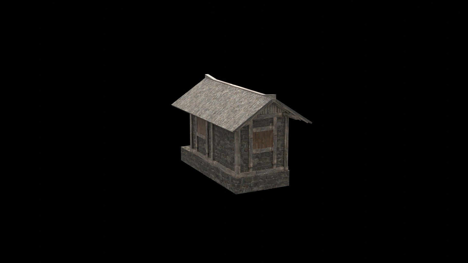 3d medieval house low poly old village Low-poly 3D model_15