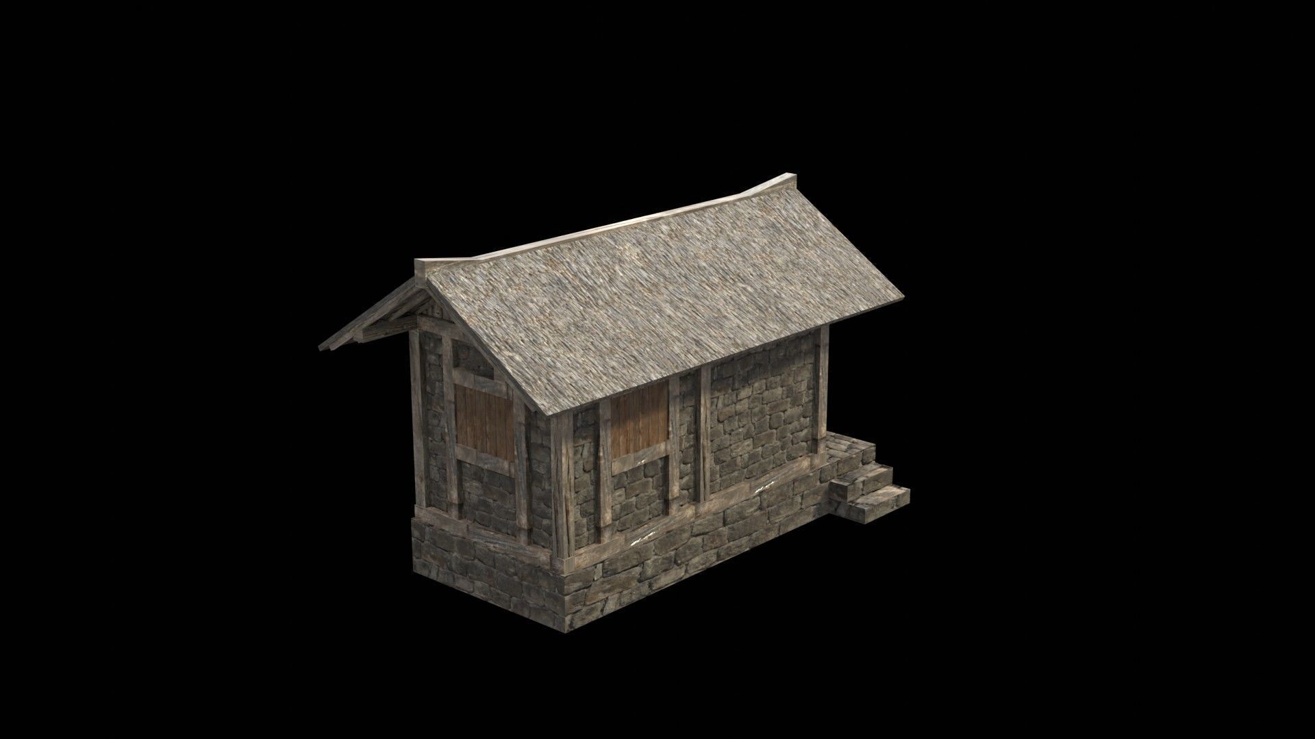 3d medieval house low poly old village Low-poly 3D model_9