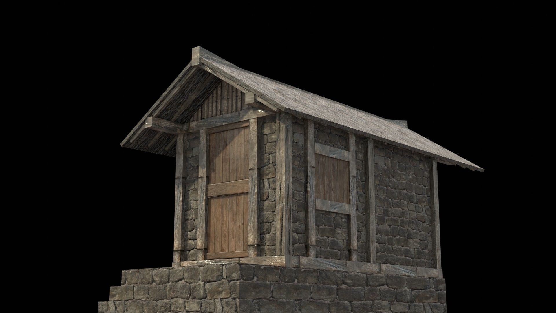 3d medieval house low poly old village Low-poly 3D model_2