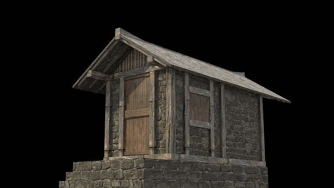 3d medieval house low poly old village Low-poly 3D model 3
