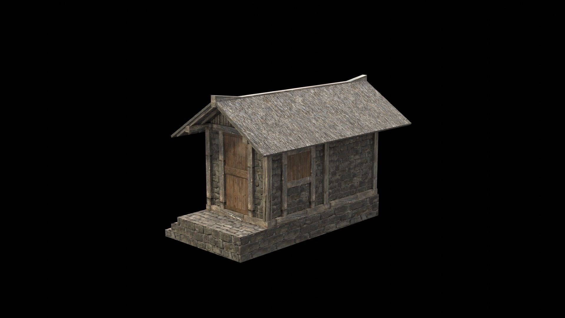 3d medieval house low poly old village Low-poly 3D model_7