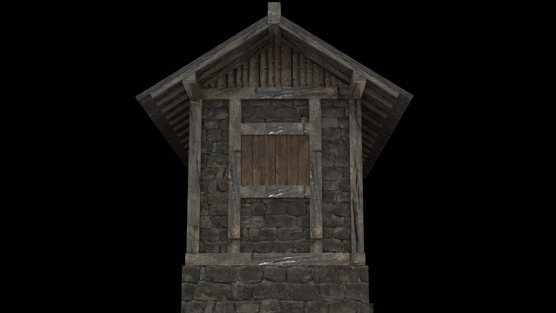 3d medieval house low poly old village Low-poly 3D model_4