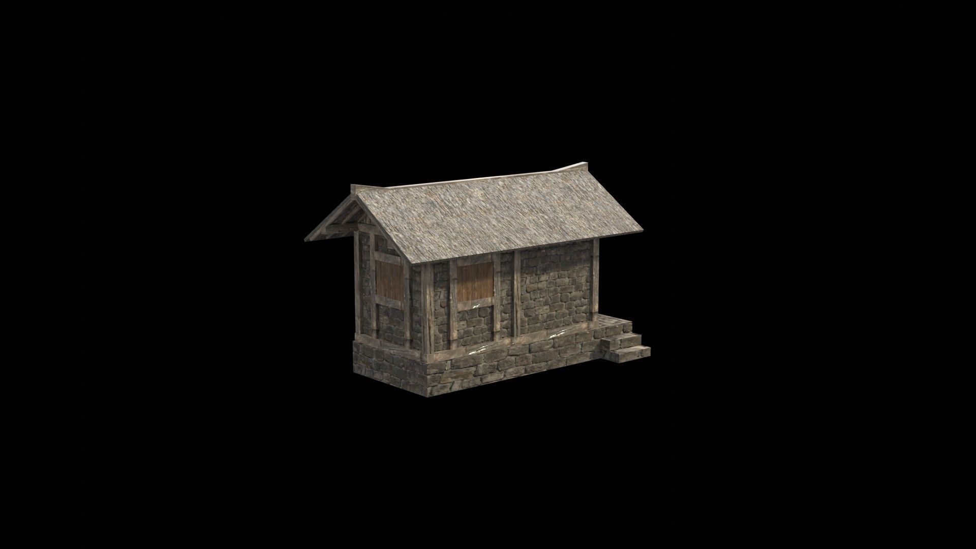 3d medieval house low poly old village Low-poly 3D model_17