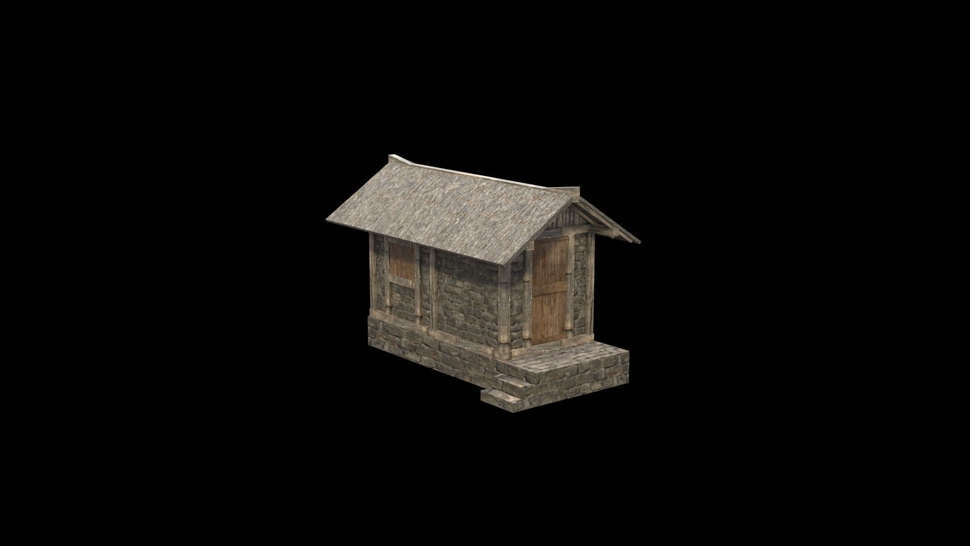 3d medieval house low poly old village Low-poly 3D model_11
