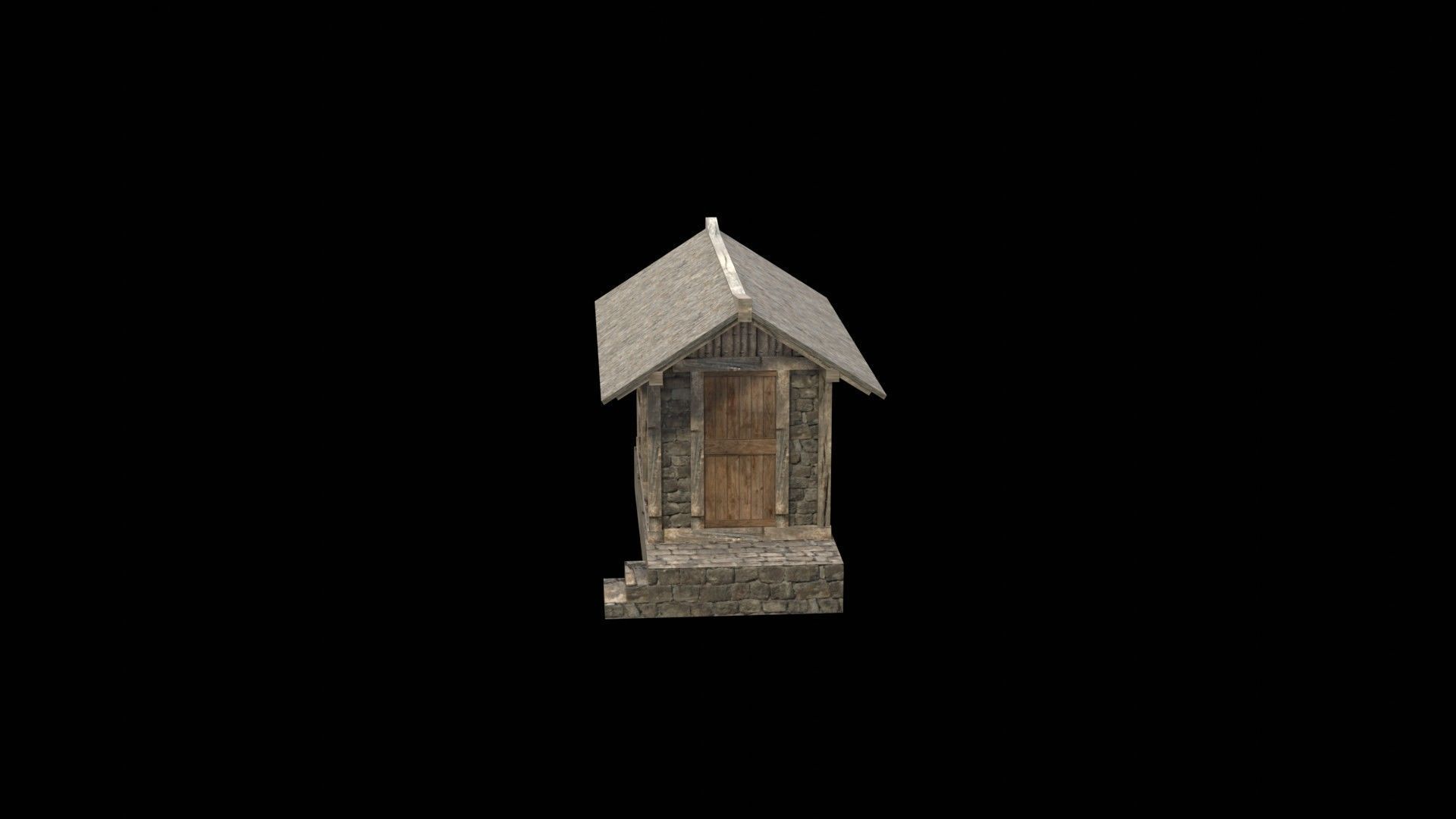 3d medieval house low poly old village Low-poly 3D model_12