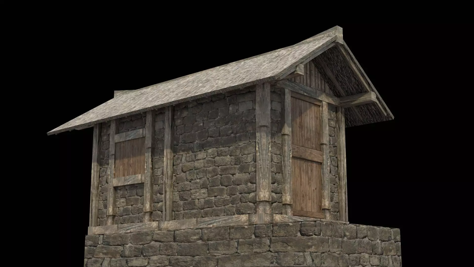 3d medieval house low poly old village Low-poly 3D model_0