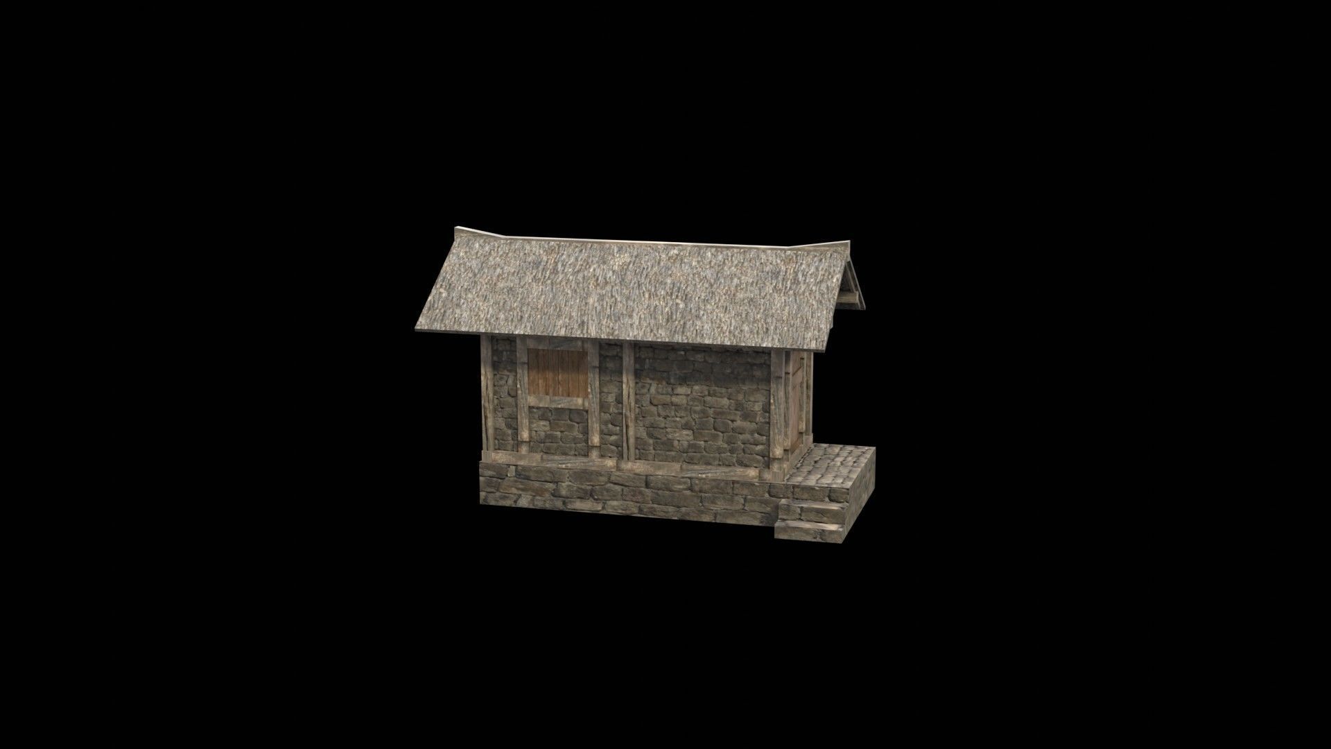 3d medieval house low poly old village Low-poly 3D model_18