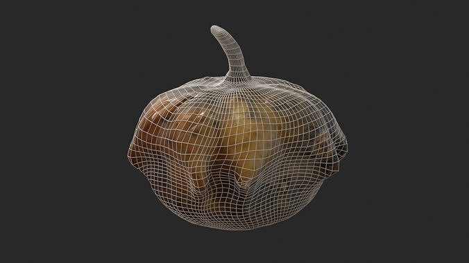 Decorative pumpkin pockmarked 3D model 5