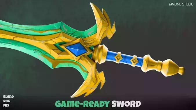 Sword With Texture - Game Asset Low-poly 3D model