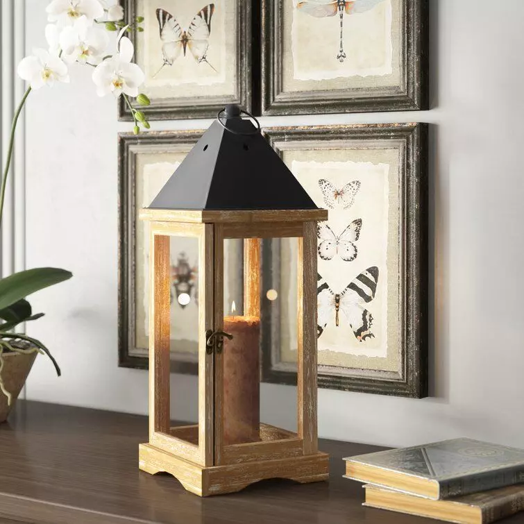 Tall Glass and Metal Lantern 3D model_0