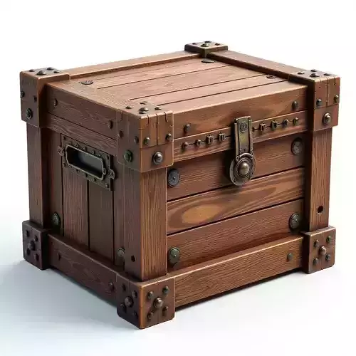 Wooden Treasure Chest with Metal Reinforcements