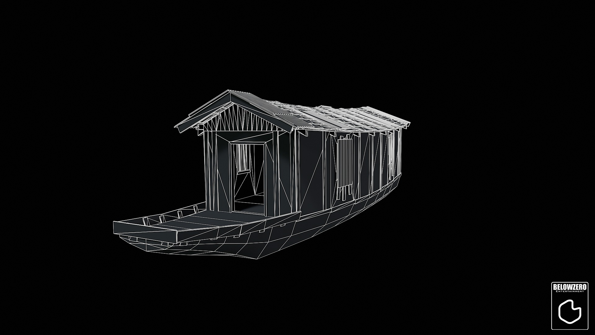 HouseBoat Low-poly 3D model_7
